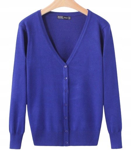 Sweter Damski Sweterek Rozpinany Kardigan Wiosna Jesień Dzianinowy Granat