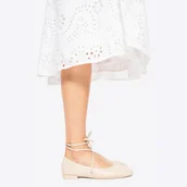 Półbuty męskie - Baleriny ze skóry naturalnej z wiązaniem beżowe - miniaturka - grafika 1