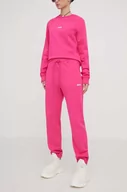 Spodnie damskie - MSGM spodnie dresowe bawełniane kolor różowy gładkie - miniaturka - grafika 1