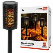 Lampy ogrodowe - SuperLED 3x Lampa solarna LED ogrodowa POCHODNIA PŁOMIEŃ wbijana Ażurowa - miniaturka - grafika 1