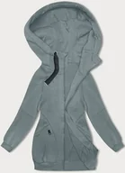 Bluzy damskie - Luźna długa bluza damska ze ściągaczami szarozielona (amg-332a) - LHD - miniaturka - grafika 1