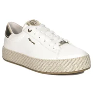 Sneakersy damskie - Tamaris Sneakersy damskie na platformie White Gold biało-złote-39 - miniaturka - grafika 1