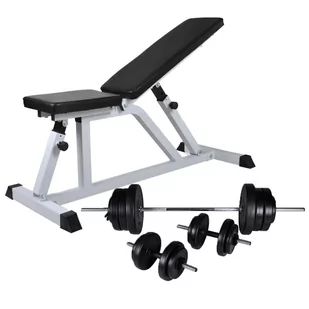 VidaXL Lumarko Ławka do ćwiczeń ze sztangą i zestawem hantli, 60,5 kg 275346 VidaXL - Ławki treningowe - miniaturka - grafika 1