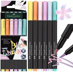 FABER-CASTELL Flamastry pisaki pędzelkowe 6 Pastel - Przybory szkolne - miniaturka - grafika 1