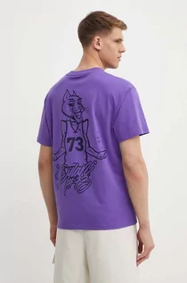Koszulki męskie - Puma t-shirt bawełniany męski kolor fioletowy z nadrukiem 625271 - grafika 1