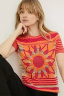 Koszulki sportowe damskie - Desigual t-shirt damski kolor pomarańczowy - miniaturka - grafika 1