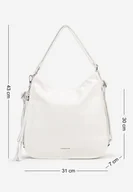 Torebki damskie - Biała Torebka na Ramię z Frędzlami i Suwakami Rivkio - miniaturka - grafika 1