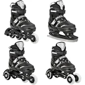 Łyżwy - Rolki Łyżwy Wrotki 4w1 Regulowane RAVEN Helixi Black/Grey 34-37 Kółko LED - miniaturka - grafika 1