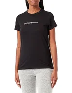 Koszulki i topy damskie - Emporio Armani Damska koszulka z okrągłym kołnierzem z logo Iconic, czarny, XL - miniaturka - grafika 1