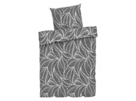 Pościel - LIVARNO home Pościel dwustronna z mikrowłókna satynowego, 140 x 200 cm (Szary/liście) - miniaturka - grafika 1