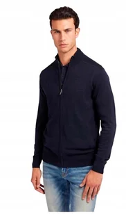Guess Męski Sweter Granatowy na Zamek z Logo XL Gna - Swetry męskie - miniaturka - grafika 1