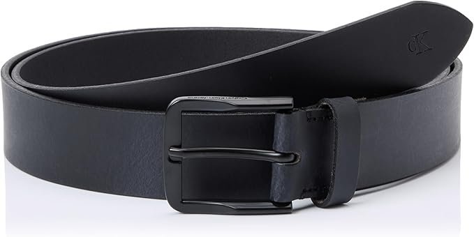 CALVIN KLEIN JEANS PASEK SKÓRZANY CZARNY Z SREBRNĄ KLAMRĄ 115 7AA