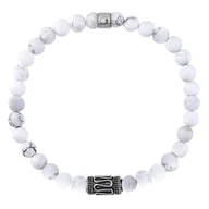 Bransolety męskie - Bransoletka męska z kulek howlitu z etnicznym charmsem. - miniaturka - grafika 1