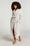 Szlafroki damskie - Hunkemöller Long Fleece Bathrobe Szary - miniaturka - grafika 1