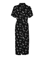 Sukienki - Bestseller A/S VMEASY Joy S/S Long Shirt Dress WVN GA sukienka, Black/AOP:Ann, L, Black/Aop:ann, L - miniaturka - grafika 1