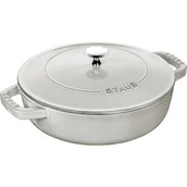 Patelnie - Staub Patelnia żeliwna sauté Chistera Braiser 24 cm biała trufla 40501-484-0 - miniaturka - grafika 1