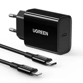 Kable USB - Ugreen ładowarka sieciowa USB Typ C 20W Power Delivery + kabel MFI  USB Typ C - Lightning czarny (50799) - miniaturka - grafika 1