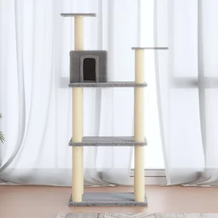 vidaXL Drapak dla kota ze słupkami sizalowymi jasnoszary 119 cm 171428 - Drapaki dla kotów - miniaturka - grafika 1