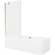 Wanny - Mexen Cube wanna prostokątna 170 x 80 cm z obudową i parawanem 1-skrzydłowym 90 cm, transparent, złoty - 550517080X9509000050 - miniaturka - grafika 1