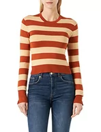 Swetry damskie - JACK & JONES Jjxx Jxvalentina Ls Soft Stripe Cropped Knit sweter damski, Bombay Brown/paski:/beżowy, XL - miniaturka - grafika 1