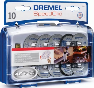 Dremel SpeedClic zestaw 10 tarcz do cięcia i trzpień SpeedClick 2615S690JA - Materiały ścierne - miniaturka - grafika 4
