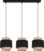 Lampy sufitowe - Lampa wisząca Solar Lampa wisząca sufitowa żyrandol BOHO len i czerń 3 żarówki - miniaturka - grafika 1