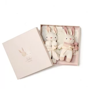 ThreadBear Design - Zestaw z Bawełny Organicznej  -  Grzechotka i Kocyk Przytulanka w Ozdobnym Pudełku, Cream Bunny, Threadbear - Maskotki i pluszaki - miniaturka - grafika 1