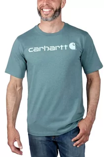 Koszulki sportowe męskie - Koszulka męska T-shirt Carhartt Heavyweight Core Logo S/S GE1 Sea Pine Heather - grafika 1
