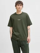 Koszulki męskie - Jack & Jones Koszulka "Jjesoho" w kolorze khaki - miniaturka - grafika 1