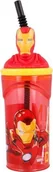 Kubki dla dzieci - KUBEK PLASTIKOWY ZE SŁOMKĄ AVENGERS IRON MAN 3D COMIC HEROES 360ML standard - miniaturka - grafika 1