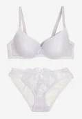 Komplety bielizny - Biały Koronkowy Komplet Biustonosz i Figi Ozdobione Kokardą Iririth - miniaturka - grafika 1