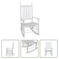 Fotele i krzesła ogrodowe - The Living Store Fotel bujany z wygiętym siedziskiem - biały - drewniany - Ogrodowy Fotel Bujany - miniaturka - grafika 1