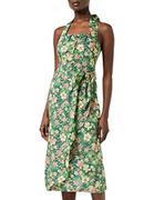 Sukienki - Queen Kerosin Damska letnia sukienka z tropikalnym wzorem wycięcie w kształcie litery V bez rękawów letnia sukienka normalna wzór, zielony, S - miniaturka - grafika 1