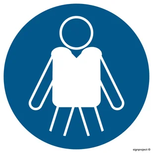 OE027 NAKAZ ZAKŁADANIA KAMIZELEK RATUNKOWYCH, PN - PŁYTA PCV 1MM; (450X450MM) - Tablice BHP - miniaturka - grafika 1