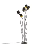 Lampy stojące - QAZQA Designerska lampa podłogowa czarna 5-punktowa z nasadką zaciskową - Wimme - miniaturka - grafika 1