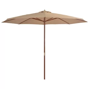 vidaXL Parasol ogrodowy na drewnianym słupku, 350 cm, taupe - Parasole ogrodowe - miniaturka - grafika 1