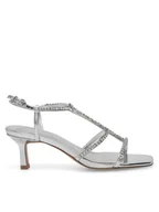 Sandały damskie - Badura Sandały JUSTINE-21723-115 Srebrny - miniaturka - grafika 1