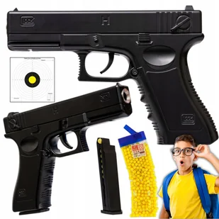 Pistolet Na Kulki Metalowy Glock 800 Kulek Tarcze Imitacja Broni Glock C7 - Zabawki militarne - miniaturka - grafika 1