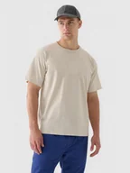 Koszulki sportowe męskie - Męski t-shirt basic 4F 4FRAW24TTSHM2575 - beżowy - miniaturka - grafika 1