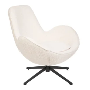 Fotel LUNAIRE obrotowy w tkaninie TEDDY BOUCLÉ beżowy 86x76x87 cm HOMLA - Fotele - miniaturka - grafika 1