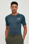Koszulki męskie - EA7 Emporio Armani t-shirt męski kolor zielony z nadrukiem - miniaturka - grafika 1
