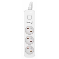 Listwy zasilające - Przedłużacz KERG z wyłącznikiem M02377 3-gniazdowy 5m 3×1,0mm2 H05VV-F 10A/250V biały - miniaturka - grafika 1
