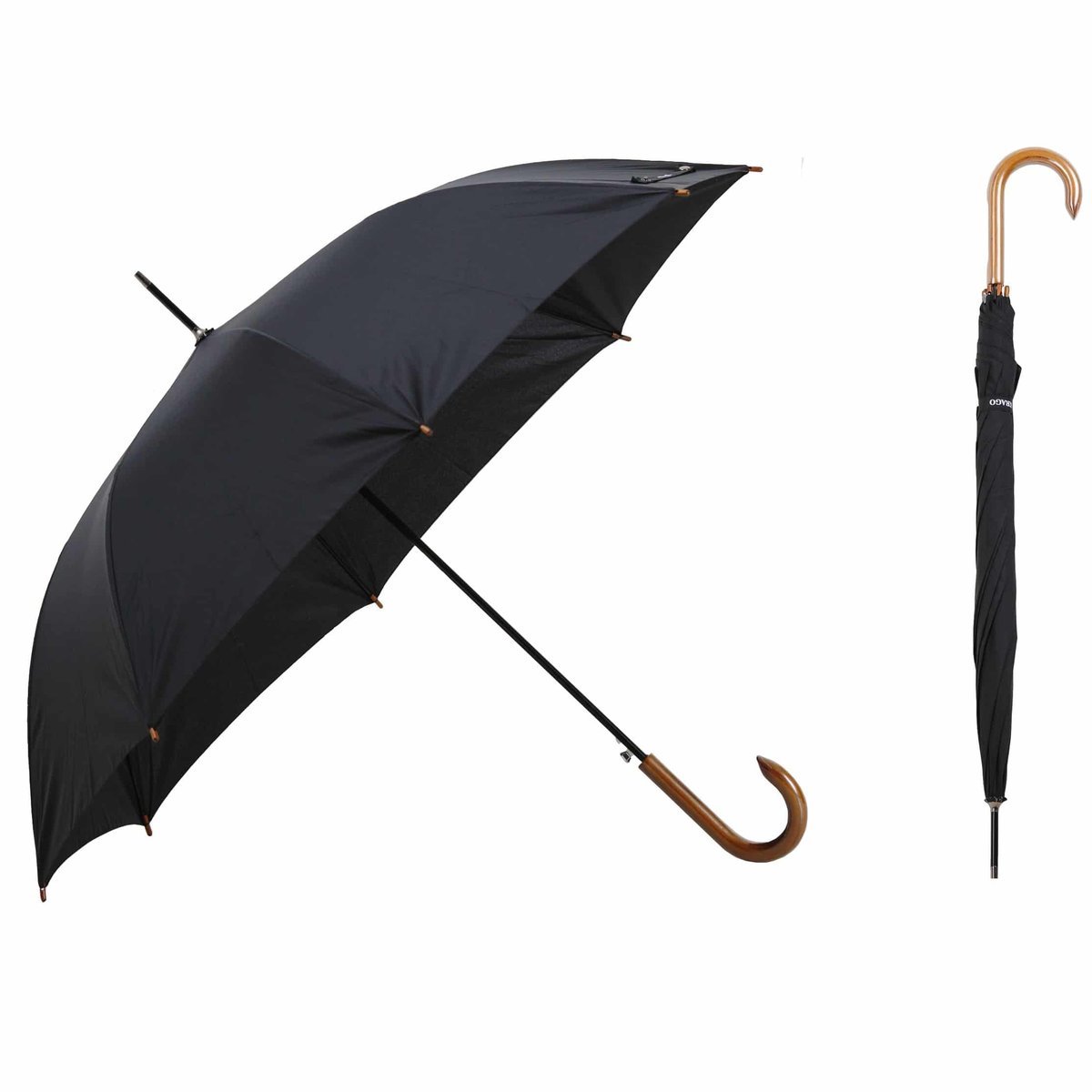 Parasol typu laska z drewnianą rączką J Wooden Black