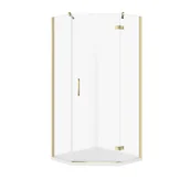 Kabiny prysznicowe - Kabina prysznicowa Cersanit Jota 90x90x195 pięciokątna złoty transparentne z brodzikiem tako slim 4cm biały S601-364 - miniaturka - grafika 1