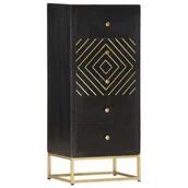 Komody - vidaXL Komoda, czarno-złota, 45 x 30 x 105 cm, lite drewno mango - miniaturka - grafika 1
