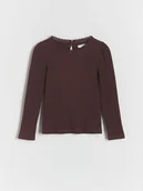 Bluzki dla dziewczynek - Reserved - Bluzka z koronką - mahoniowy - miniaturka - grafika 1