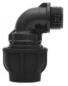 Łączniki, trójniki, kształtki - Kolano zaciskowe PP 90st. 40x5/4" GZ gwint zewnętrzny PN16, do rur PE, kolor czarny - miniaturka - grafika 1