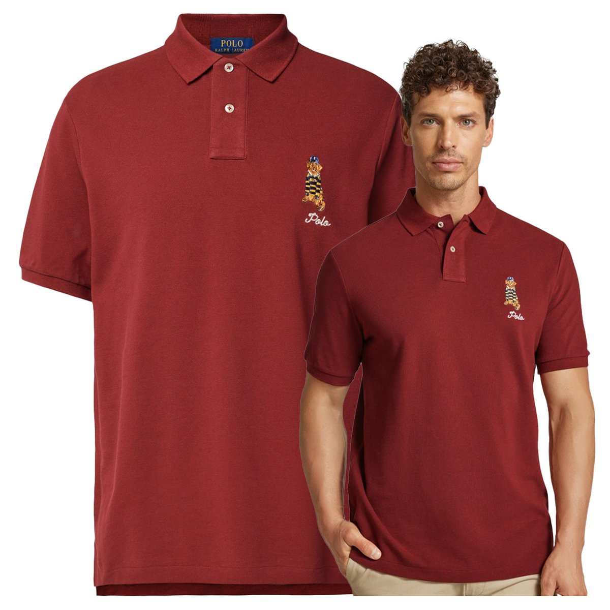Ralph lauren bordowa Polówka Męska Koszulka Polo Bawełna PREMIUM r.XXL