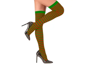 Pończochy elfa czerwono-zielone XL - Dodatki do strojów karnawałowych - miniaturka - grafika 1