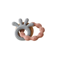 Gryzaki dla dzieci - Gryzak Ośmiornica Silikonowy Z Drewnianym Kółeczkiem [Kolor Jasnoróżowy] - miniaturka - grafika 1